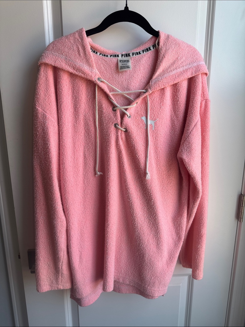 PINK Victoria's Secret Cozy Lace-Up Hoodie Sweatshirt